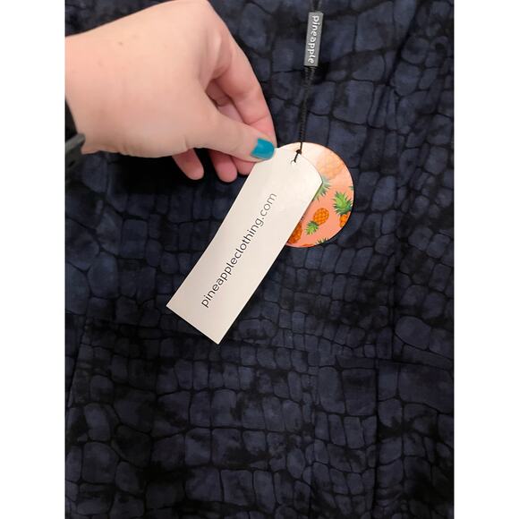 Pineapple Clothing Womens Blue Black Snakeskin Print Midi Dress Size Large - Picture 7 of 7